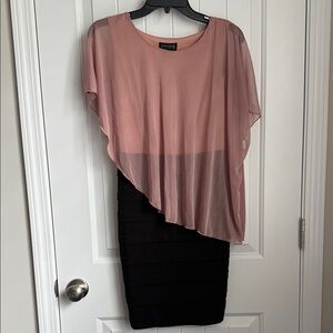 Enfocus Studio Asymmetrical Pink and Black Dress